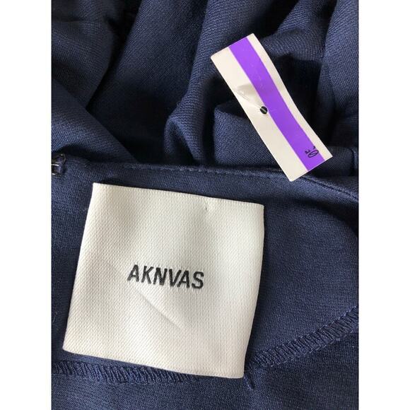 Aknvas Daani Dress Long Sleeve Ruched Draped Asymmetrical Hem Lapis Lazuli NWT 2 - Picture 7 of 11